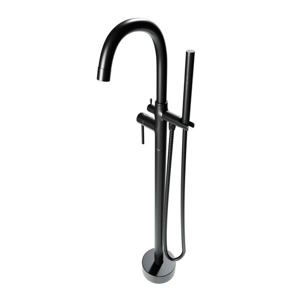 Castello Usa Neptune Freestanding Matte Black Gooseneck Tub Filler Faucet with Standard Handle CB-F04-MB - main